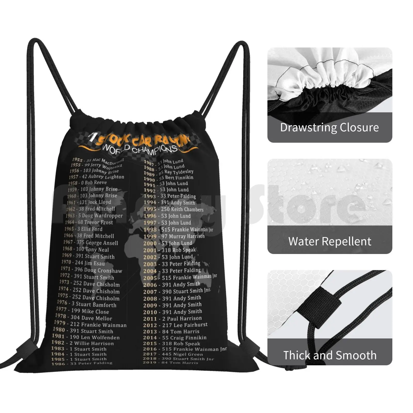 Brisca Stock Car Racing World Backpack Drawstring Bag Riding Climbing Gym Bag Stockcars Cars Racing Sport Words Speed Brisca image 4