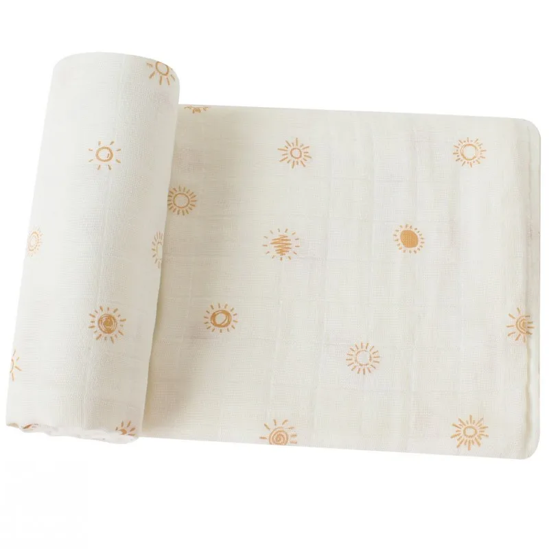 Hot Sale Printed Double-Layer Gauze Wrapper Muslin Baby Wrapper Baby Wrapper Newborn Swaddle Wrapper 120*120 cm