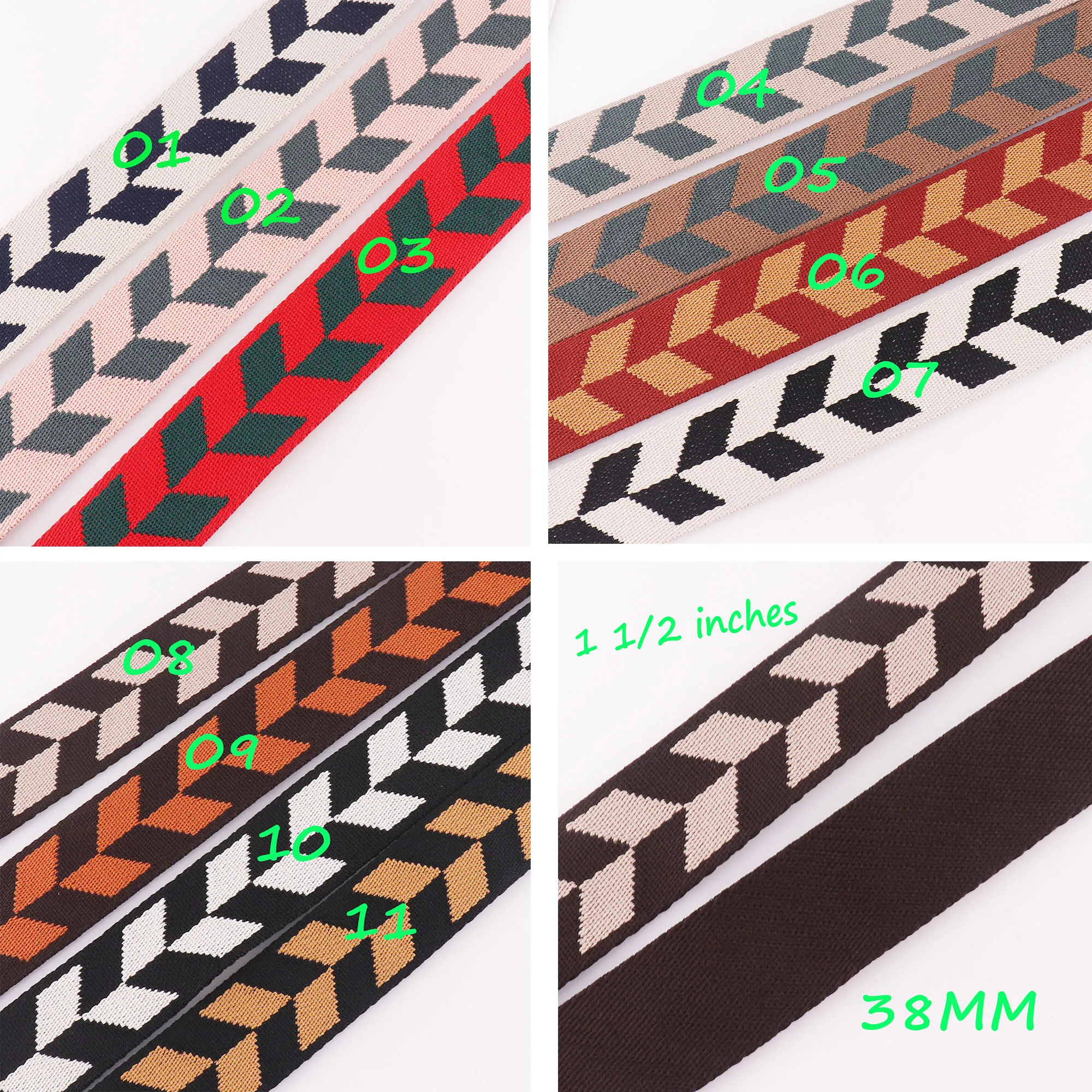 

1 1/2" nylon webbing dog accessories Strap Bag Webbing Belt sangle coton buckles Dog Collar Woven Trim Bag By the Yard-38MM