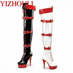 15cm Super sexy high-heeled shoes, women's shoes nightclub pole dancing boots, model props dress up women's Dance Shoes