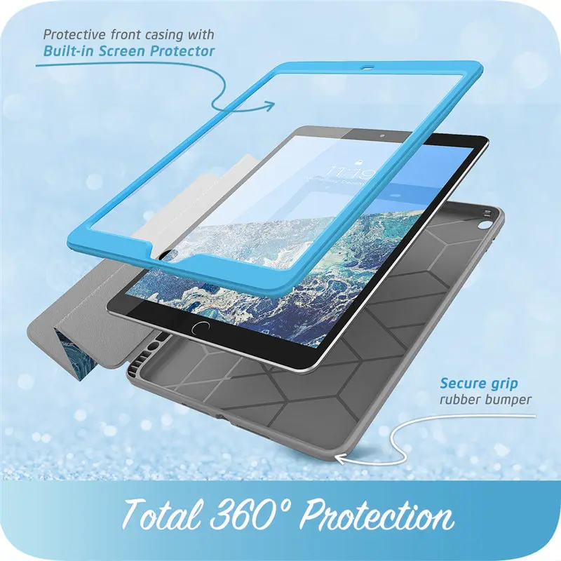 For iPad 10.2 Case (2021/2020/2019) i-Blason Cosmo Full-Body Trifold Stand Case with Pencil Holder Built-in Screen Protector