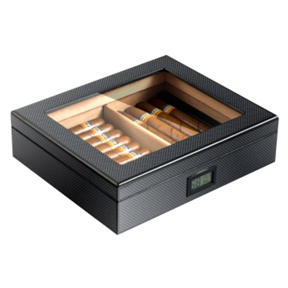 

Cigar Humidor With Hygrometer Humidifier Humidor Portable Cigar Box Cigar Moisturizing Carbon Fiber Cigar Box