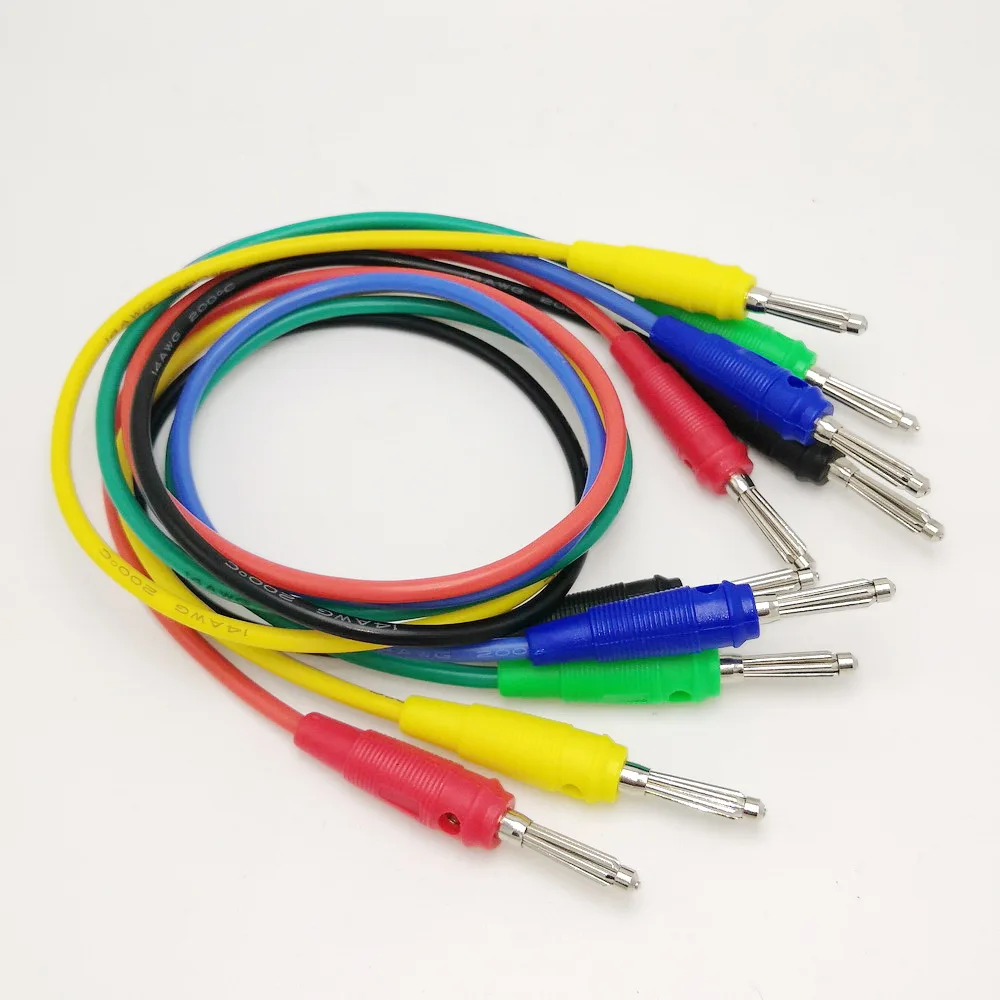 14AWG Color Silicone Banana cable 4mm Banana Male To Male Plug connector For Power Supply Load tester cable 50cm/100cm 10Pcs/lot