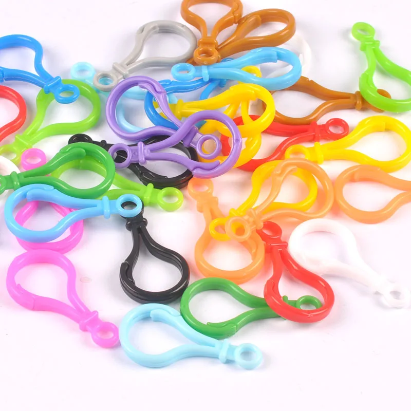 20pcs Mixed color Plastic Colorful Lamp Shape Buckle Snap Hook Lobster Clasp DIY Key ring/mobile phone chain accessories