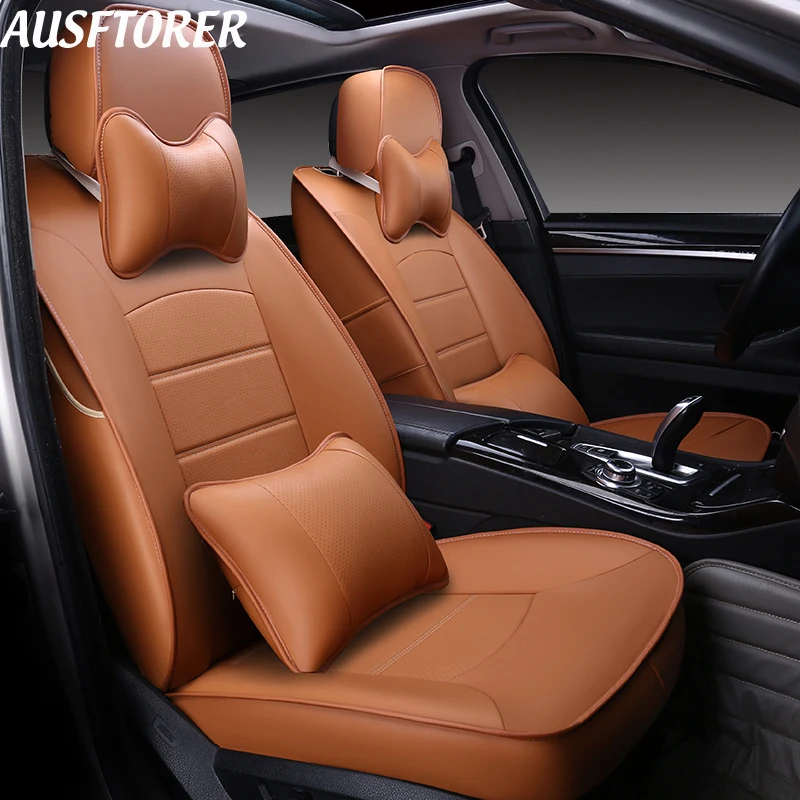 

AUSFTORER Cowhide & PVC Leather Cover Seats for Lincoln MKX 2015 Accessories Seat Covers for Cars Cushions Supports Front & Rear