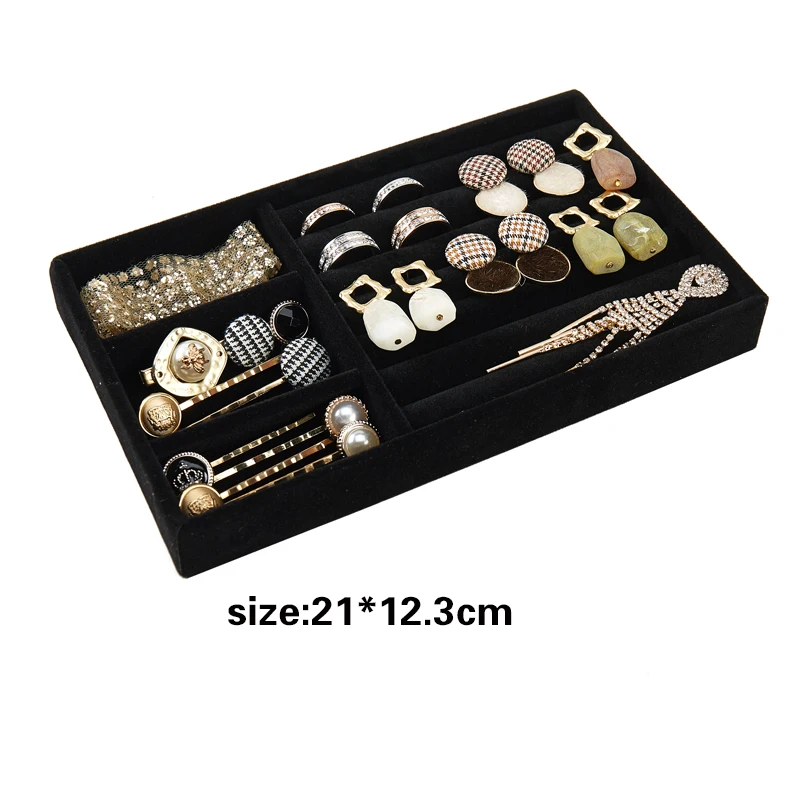 Black Drawer Velvet Jewelry Storage Tray Ring Bracelet Gift Box Jewellery Organizer Earring Holder Jewelry Display Case