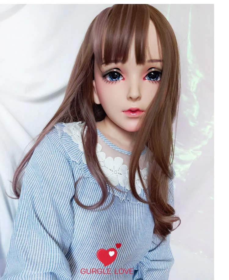 

(Fei-A)Female Sweet Girl Resin Half Head Kigurumi BJD Eyes Crossdress Cosplay Japanese Anime Role Lolita Mask With Eyes And Wig