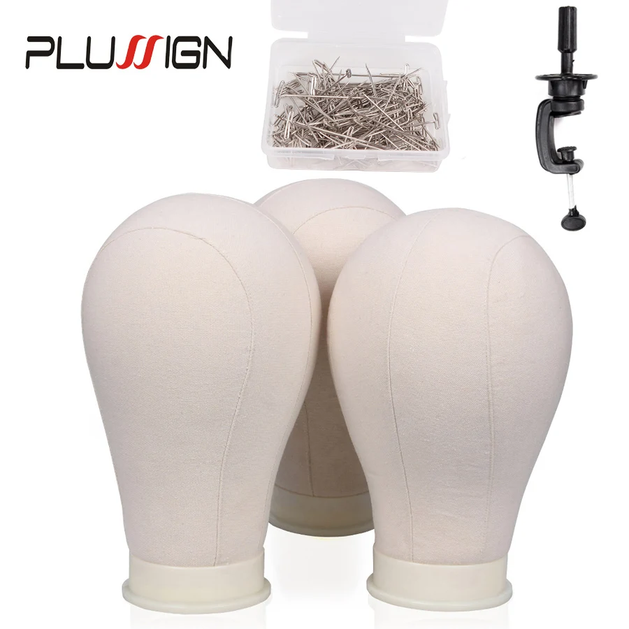 

Plussign 21"-25" Canvas Block Head Mannequin Head Wig Making Display Styling Head With Common Size Mount Hole With free T-pins