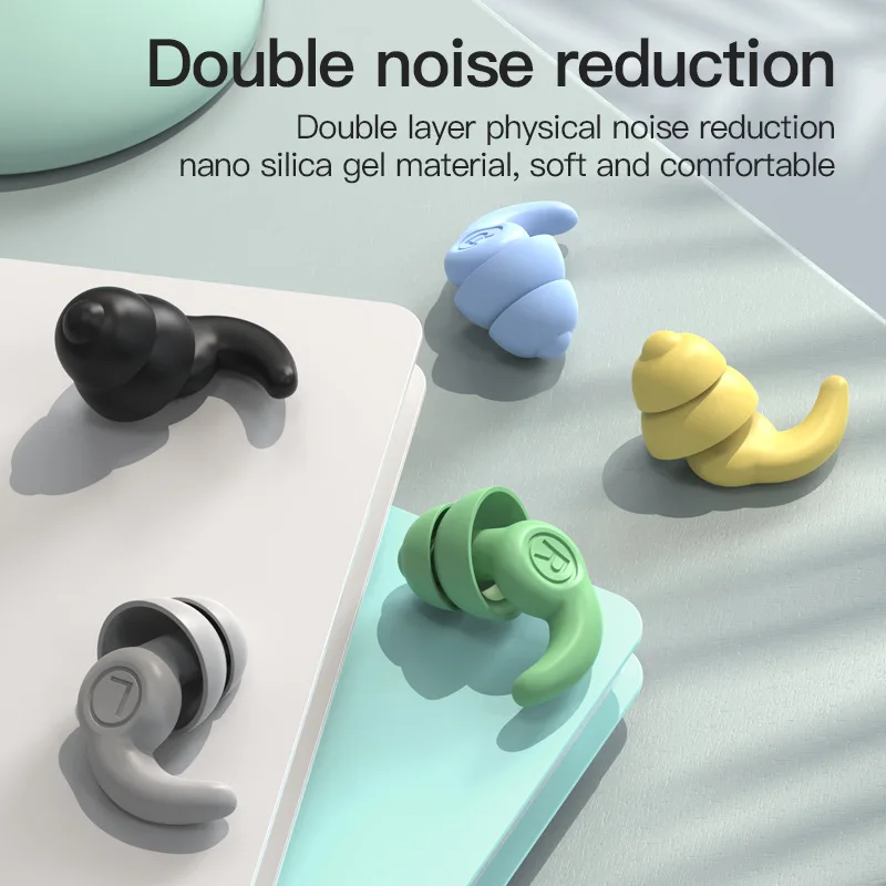 

5Color 1 Pair Anti-Noise Ear Plug Sound Insulation Ear Protection Earplugs Sleeping Plugs Waterproof Silicone Swim Earplugs Soft
