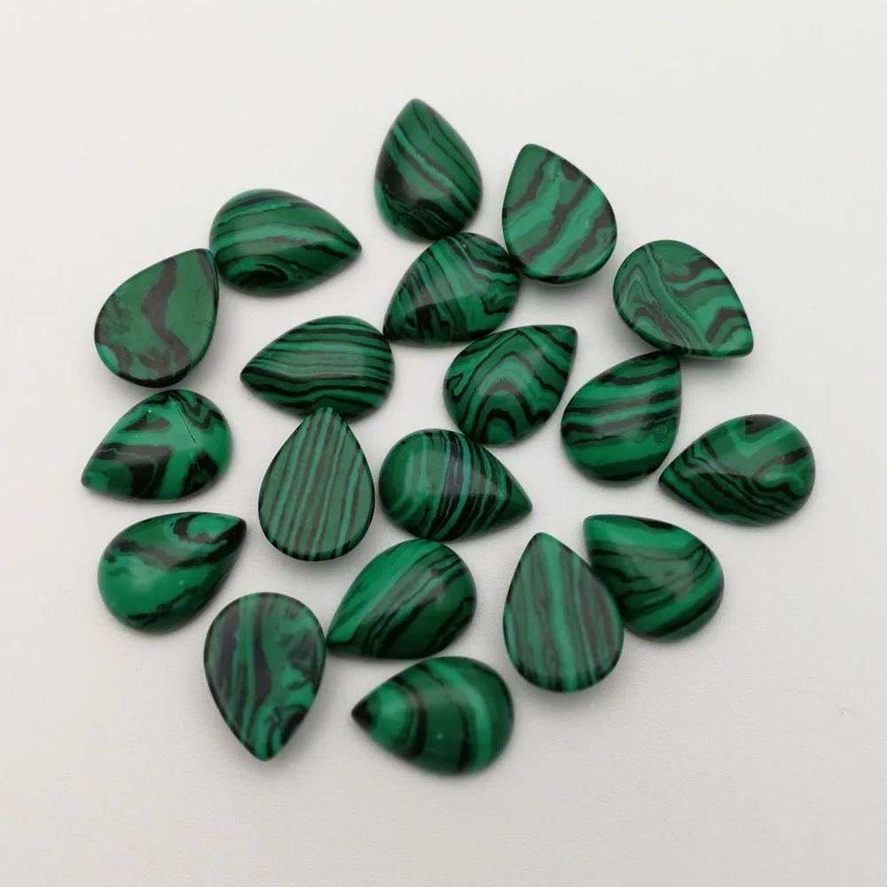 

Fashion synthesis Malachite stone beads charms 10X14mm teardrop CAB CABOCHON no hole Free shipping 50pcs wholesale