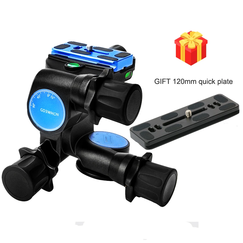 Benro GD3WH Gear Drive 3 Way Head Three-Dimensional Magensium Heads For Camera Tripod Monopod  Easy to take pictures