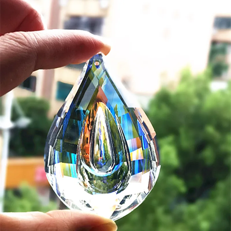 

Wholesale Price 12pcs 76mm Clear AB K9 Crystal Glass Garden Suncatcher Beads Curtain Pendants Out Door Christmas Tree Decoration