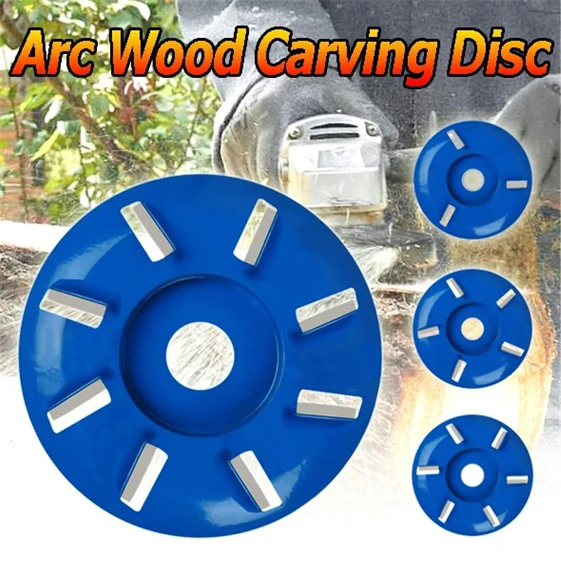 3/5/6/8 Teeth Power Wood Carving Cutter Disc Milling Attachment Bore Arc/Flat for Angle Grinder Attachment 90mm Diameter 16mm