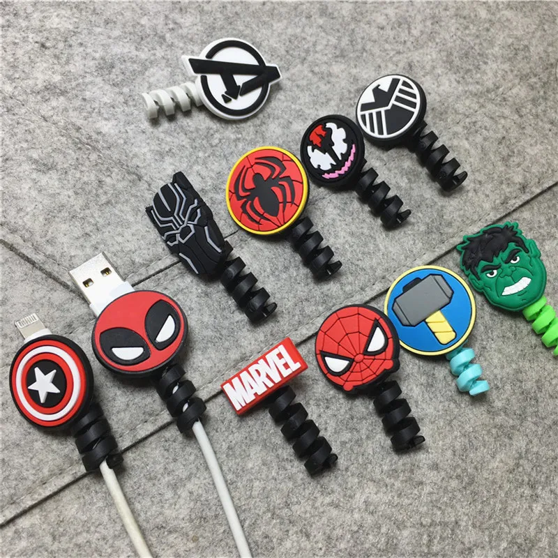 1pcs MINISO MARVEL USB Cable Protector Management Data Line Organizer Clip Protetor De Cabo Cable Protector For iPhone Android