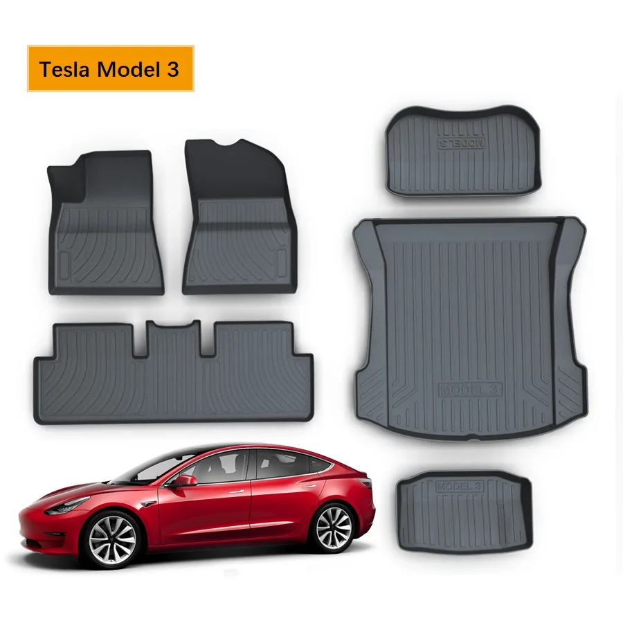 Tesla Model 3 accessori interni auto su misura tappetino bagagliaio posteriore durevole TPE ECO Mat tappeto portaoggetti posteriore