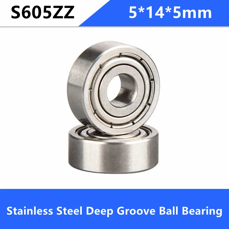 

10/50pcs S605ZZ 5x14x5mm ABEC-5 S605Z Stainless Steel Deep Groove Ball bearing shielded Miniature 5*14*5mm S605ZZ 605