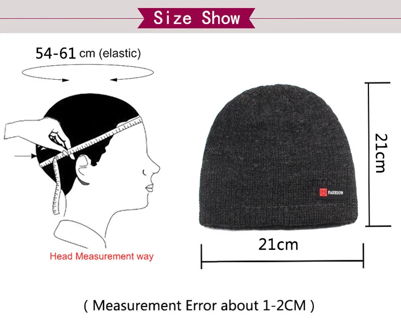 Skullies Beanies Männer Winter Hut Frauen Gestrickte Hüte Für Männer Kappe Winter Beanie Hut Gorro Dicke Warme Brimless Pelz Motorhaube Männer der Kappe – Detail 13