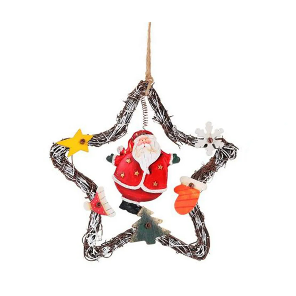 Christmas Wooden Cloth Sticker Pendant Five-Pointed Star Pendant decoracion navidad addobbi natalizi ornaments  navidad ofertas