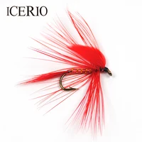 ICERIO-moscas secas de ala roja, 6 piezas, para pesca de trucha, #12
