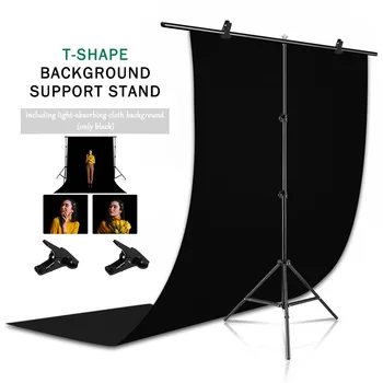 Background stand black backdrops kit t-shape photo Chromakey light absorbing flocking non-reflective screen photos