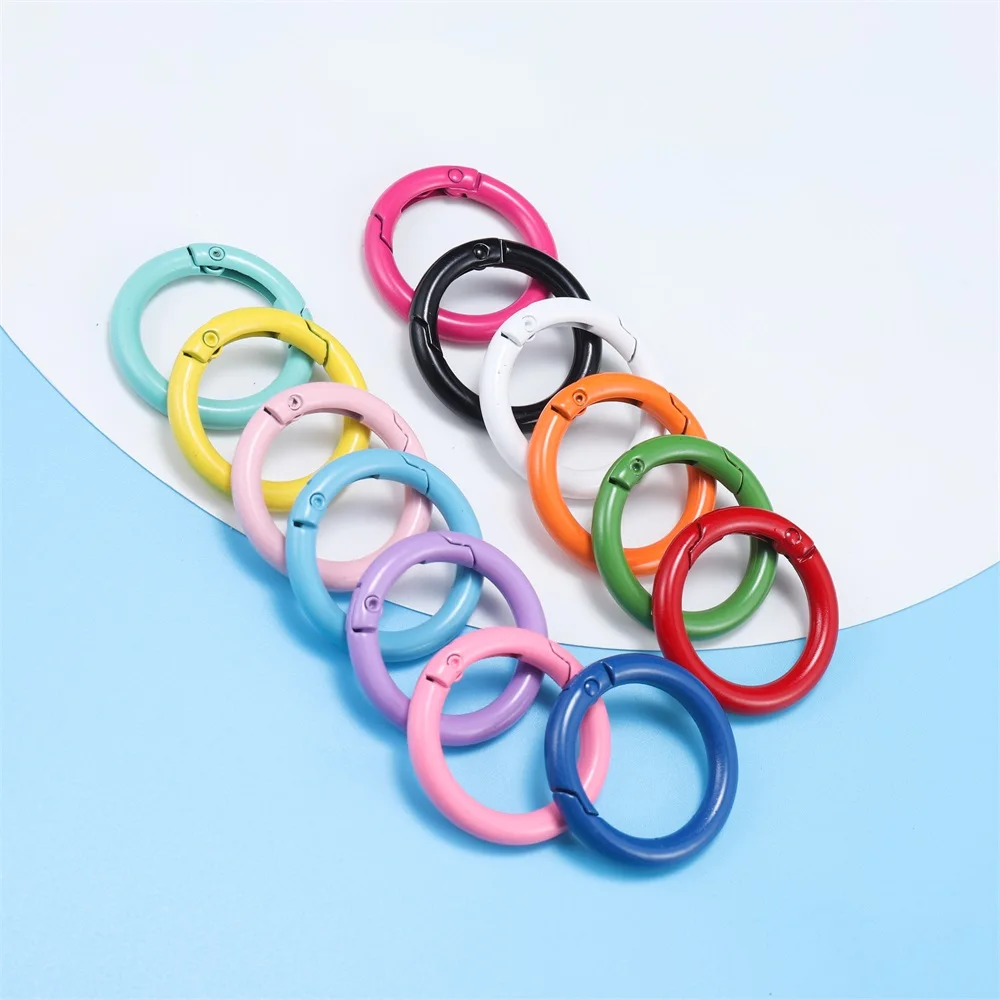5 Teile/los 21 Farben Metall O Ring Frühling Verschluss Zu Öffnende Runde Karabiner Schlüsselbund Clips Haken Hund Kette DIY Schmuck Schnalle stecker – Detail 1