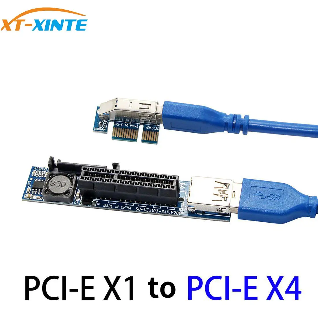 XT-XINTE PCI Express USB 3.0 Adapter Raiser Extender PCIE Riser Card USB 3.0 PCI-E SATA PCI E Riser PCI Express X1 to X4 Slot