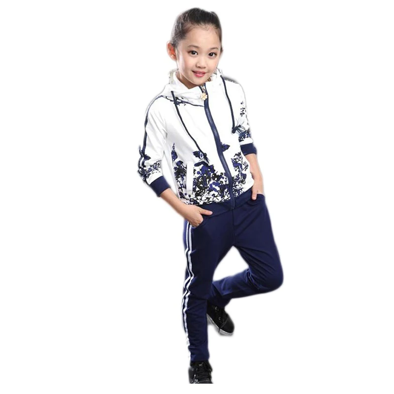 Clothing Set Girls Clothes Jacket Floral Zipper Kids Hoodies Pants Kids Tracksuit For Girls Clothing Sets Sport Suit 2021 Spring