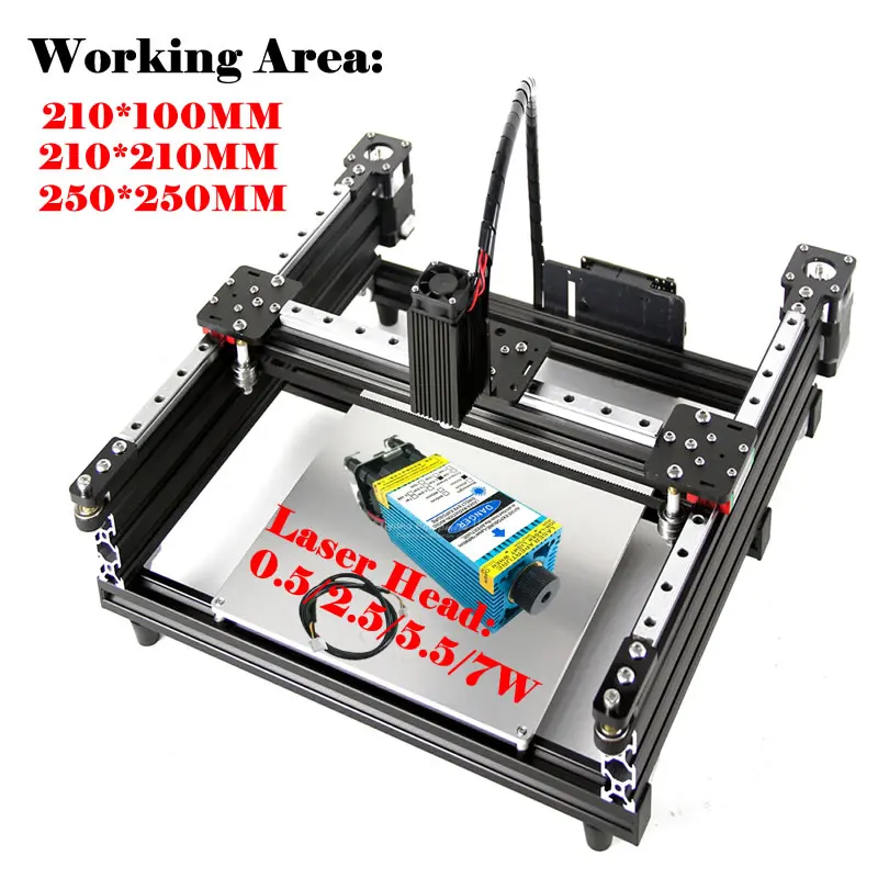 DIY Mini CNC Laser Engraving Machine 0.5W 2.5W 5.5W 7W Aluminum Guide Rail Frame Plotter Drawing Robot Writing Machine Tool Kit