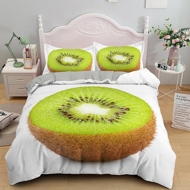 Colorful Attractive Fruits Bedding Set Drop Shipping 2/3pcs Bed Sets Single Double King Queen Duvet Cover With Pillowcase