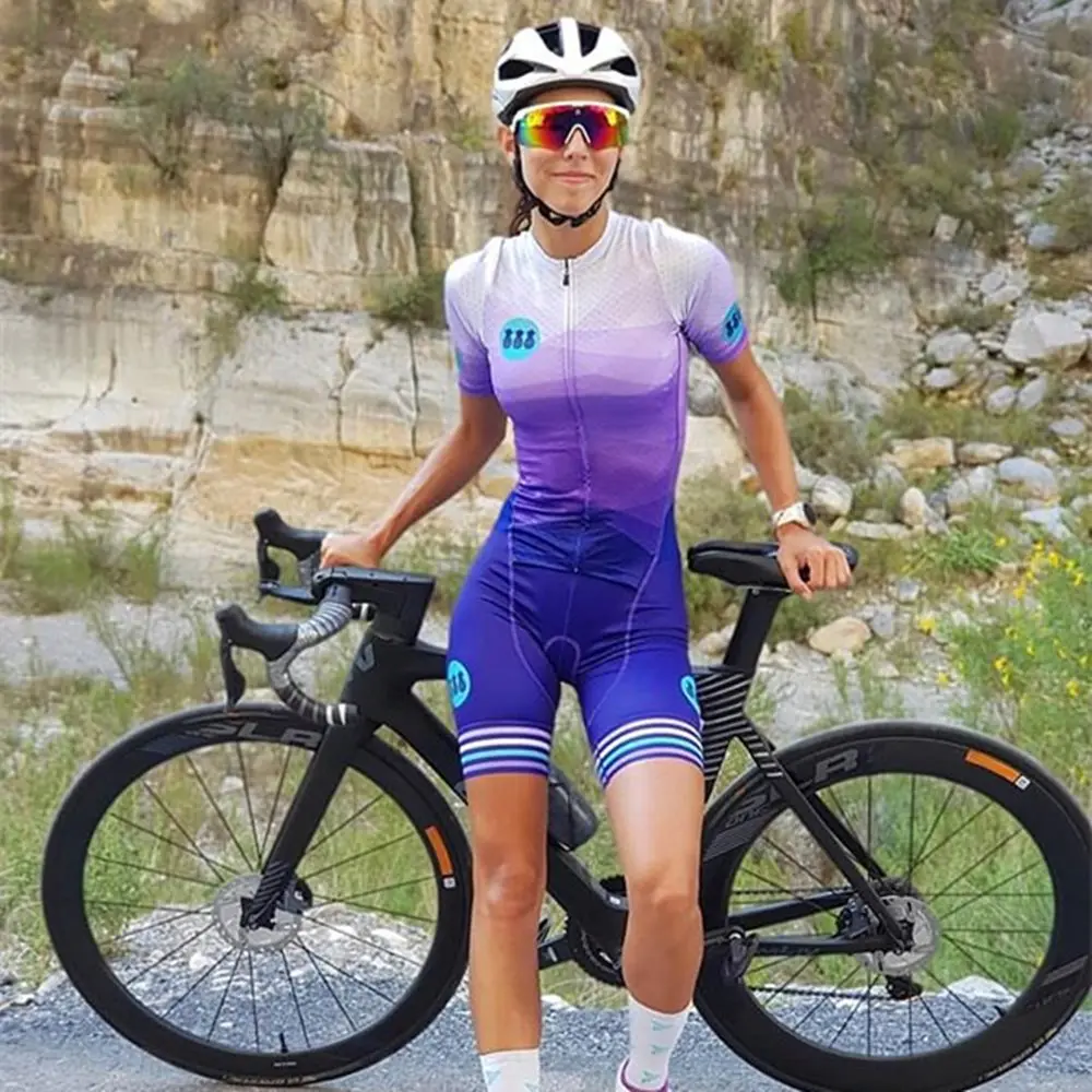 Tres Pinas Women Cycling Jersey Set Maillot Summer Breathable Quick-Dry MTB Bike Jerseys Short Sleeve Bib Shorts Set Outfits