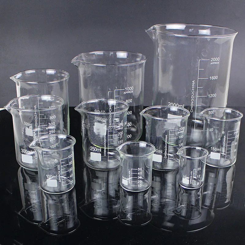 5pcs/set 25ml/50ml/100ml/150ml/500ml Glass Beaker Chemistry Experiment Labware For School Laboratory Equipment