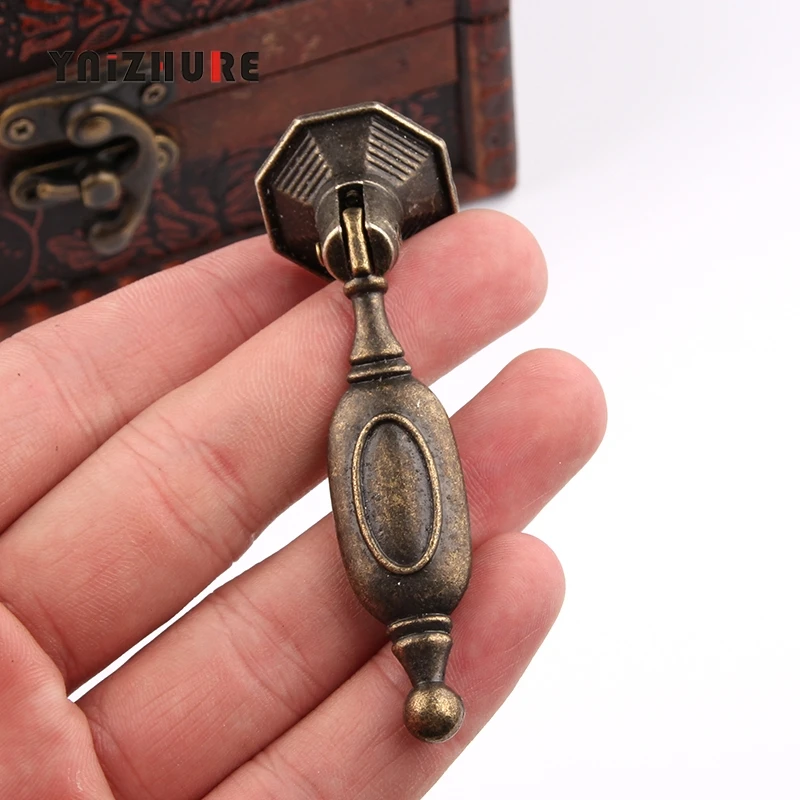 25*67mm Antique Alloy Handle Drawer Wardrobe Door Handle Chinese Single Hole Knobs Furniture Hardware Bronze Tone