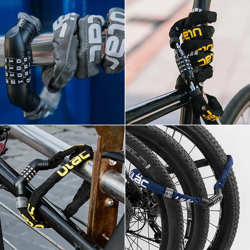 ULAC Cycling Bike Password Lock MTB Road Bike Chain Anti-theft Lock Ultra-light Portable Lock Bicycle Safety Stable Accessories