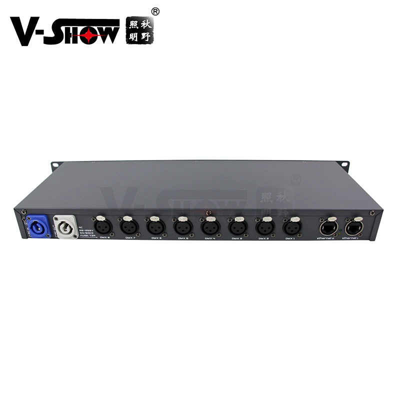 V-show 1pc Artnet Dmx Converter And DMX Amplifier With RDM sACN 8 Port Artnet Lighting Controller output 8x512 4096 Channels
