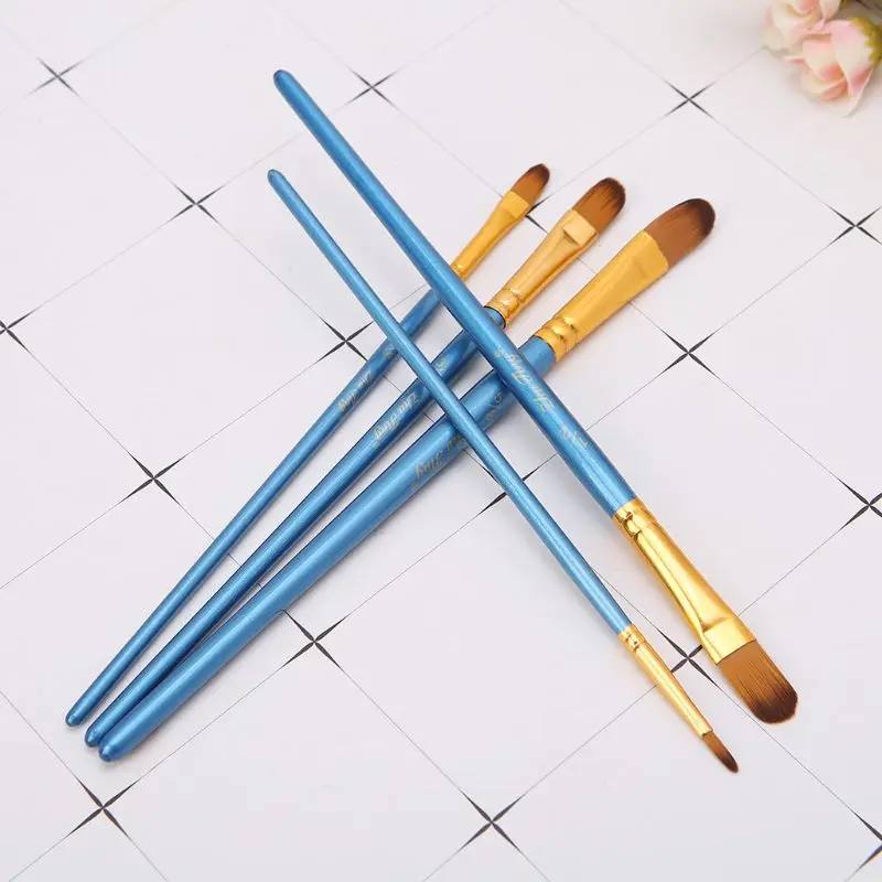 5Pcs 5Pcs Künstler Pinsel Set Nylon Borsten Haar Aquarell Acryl Öl Malerei Runde Slant Stift Spitze Holz griff Zeichnung Kunst