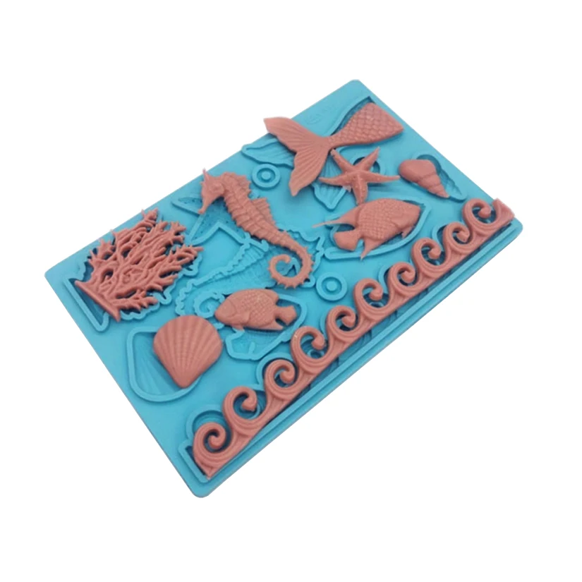 Starfish Seahorses Fish tail Coral Marine Animals Silicone Mold Sugarcraft Cupcake Baking Mold Fondant Cake Decorating Tools