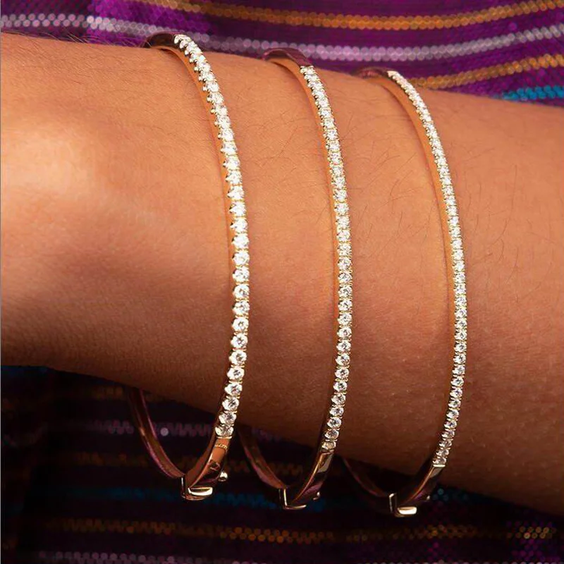 luxurious Jewelry Gold & Rhodium Two Tone Color CZ mirco Pave Bangle Bracelets Wedding jewelry Gift Wholesale cheap price