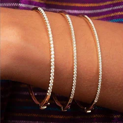 luxurious Jewelry Gold & Rhodium Two Tone Color CZ mirco Pave Bangle Bracelets Wedding jewelry Gift Wholesale cheap price