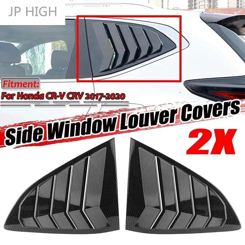 

Carbon Fiber Car Rear Side Window Louvers Cover Blinds Scoop Air Vent Cover Trim for Honda CR-V CRV 2017-2020