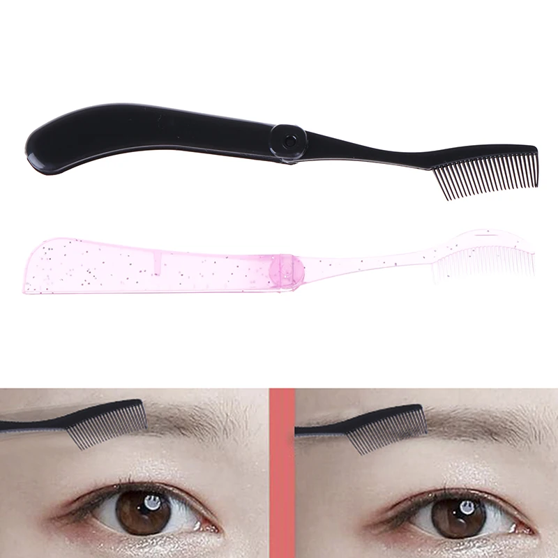 Folding Plastic Eyebrow Comb Separator Eyelashes Eyebrow Extension Brush Beauty Makeup Cosmetic Tools Accessories