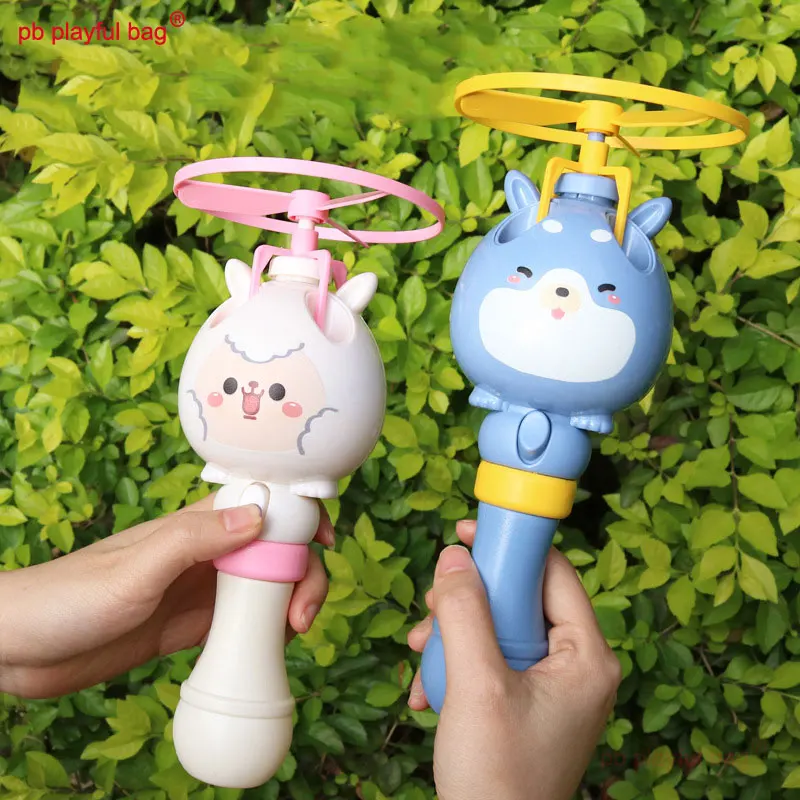 PB Playful Bag Outdoor sports game hand held Bamboo dragonfly flying bubble machine children's Cartoon animal toys gift TG17