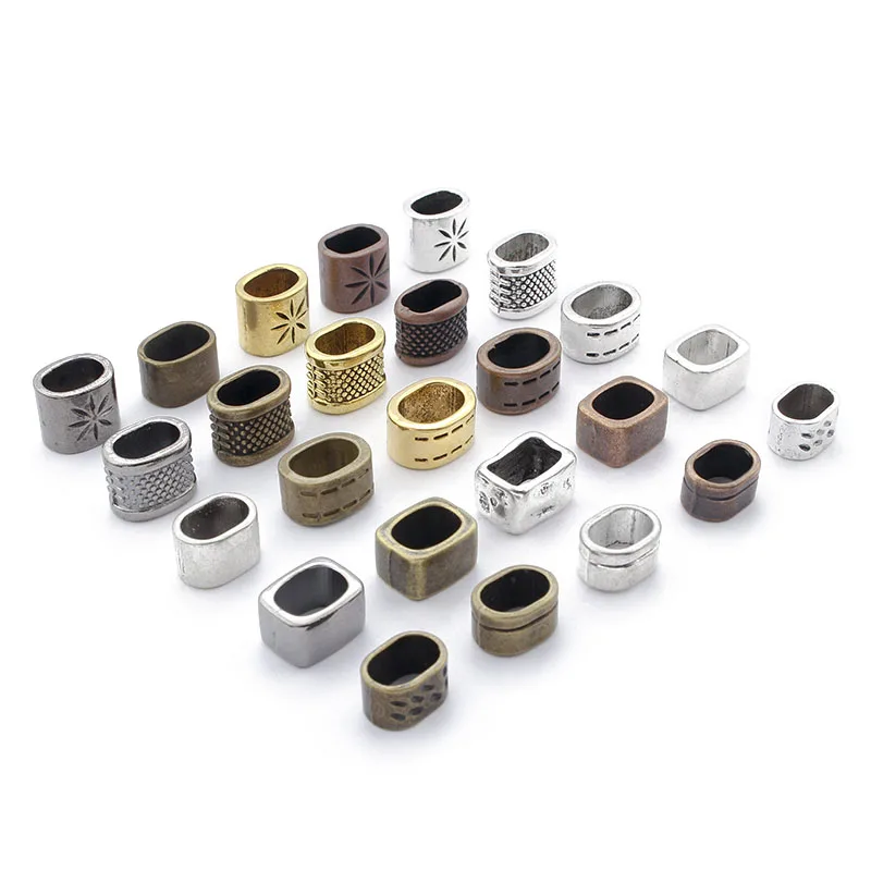 10pcs Spacer Beads Bronze/Copper/Silver Color 10*6mm Licorice Leather Cord Slider Bead For Bracelets Jewelry Making