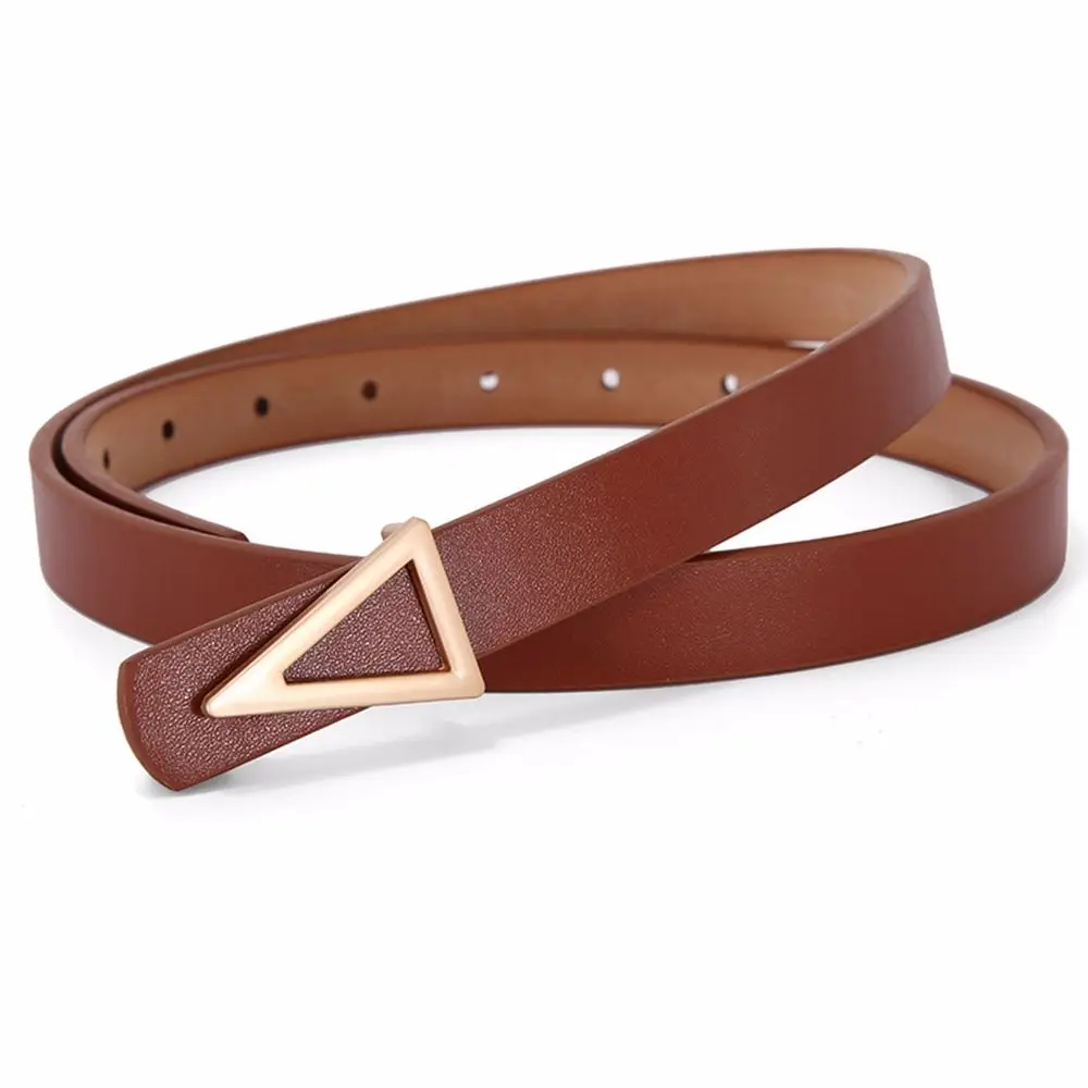 Korean Women Belt Fashion Waist Belt PU Leather Metal Buckle Triangle Pin Belts for Ladies Leisure Dress Jeans Wild Waistband