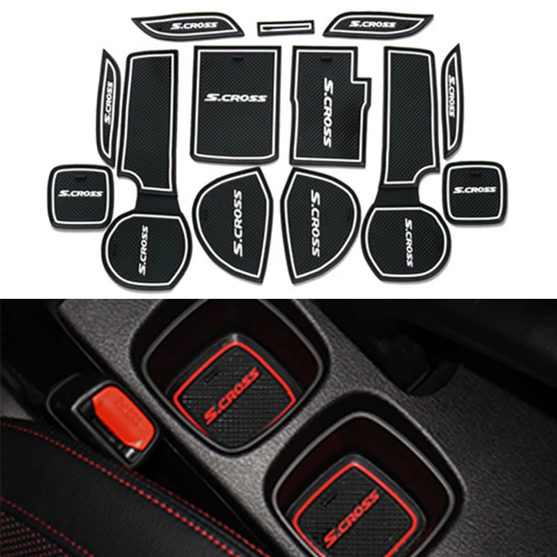 For Suzuki SX4 S-Cross S Cross 2014 2015 2016 2017 2018 2019 Accessories Rubber Door Mat Interior Anti-Slip Cup Gate Slot Pad