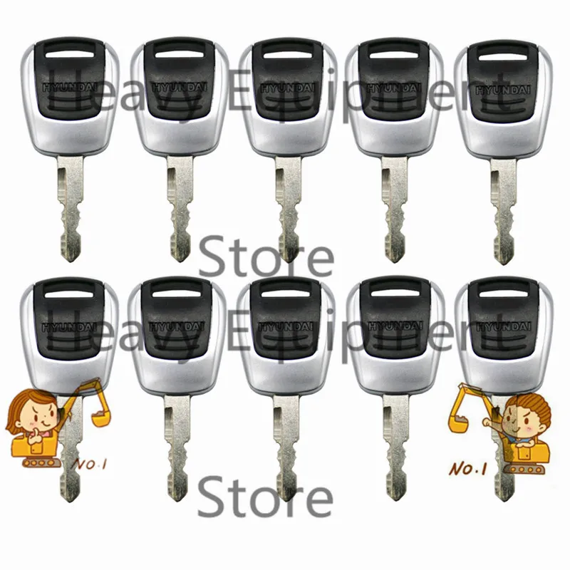 10pcs For Hyundai Excavator Heavy Equipment Ignition Key - New Style 21Q4-00090 many newer -9 series equipment models