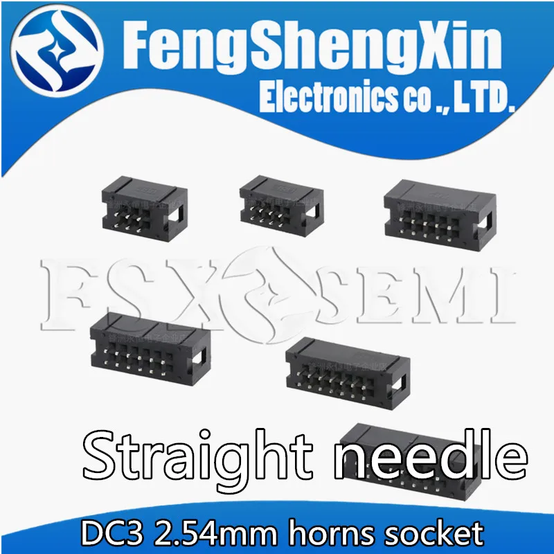 

10pcs DC3 2.54mm horns socket 6P 8P 10P 12P 14P 16P 18P 20P 24P 26P 30P 34P 40p 50p 64p Straight needle connector