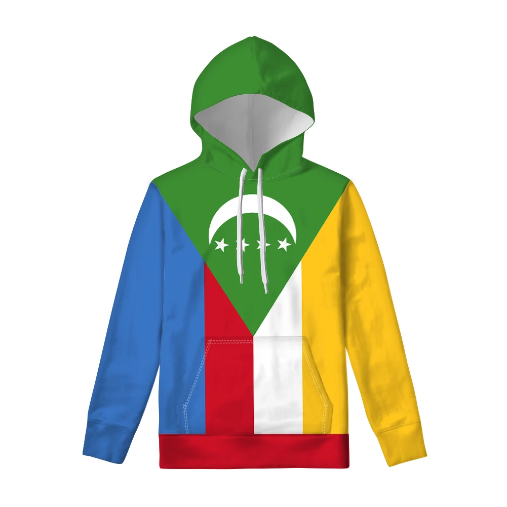 Comoros Zipper Hoodie Free Custom Name Number Team Logo Km Pullover Com Country French Nation Union Des Comores Flag Clothes