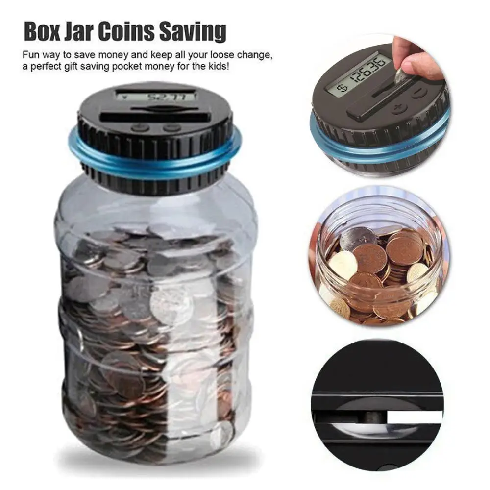 Coin Piggy Bank Counter Electronic Digital LCD Counting Money Save Box Jar Coins Storage Box for USD EURO GBP Piggy Bank for Kid