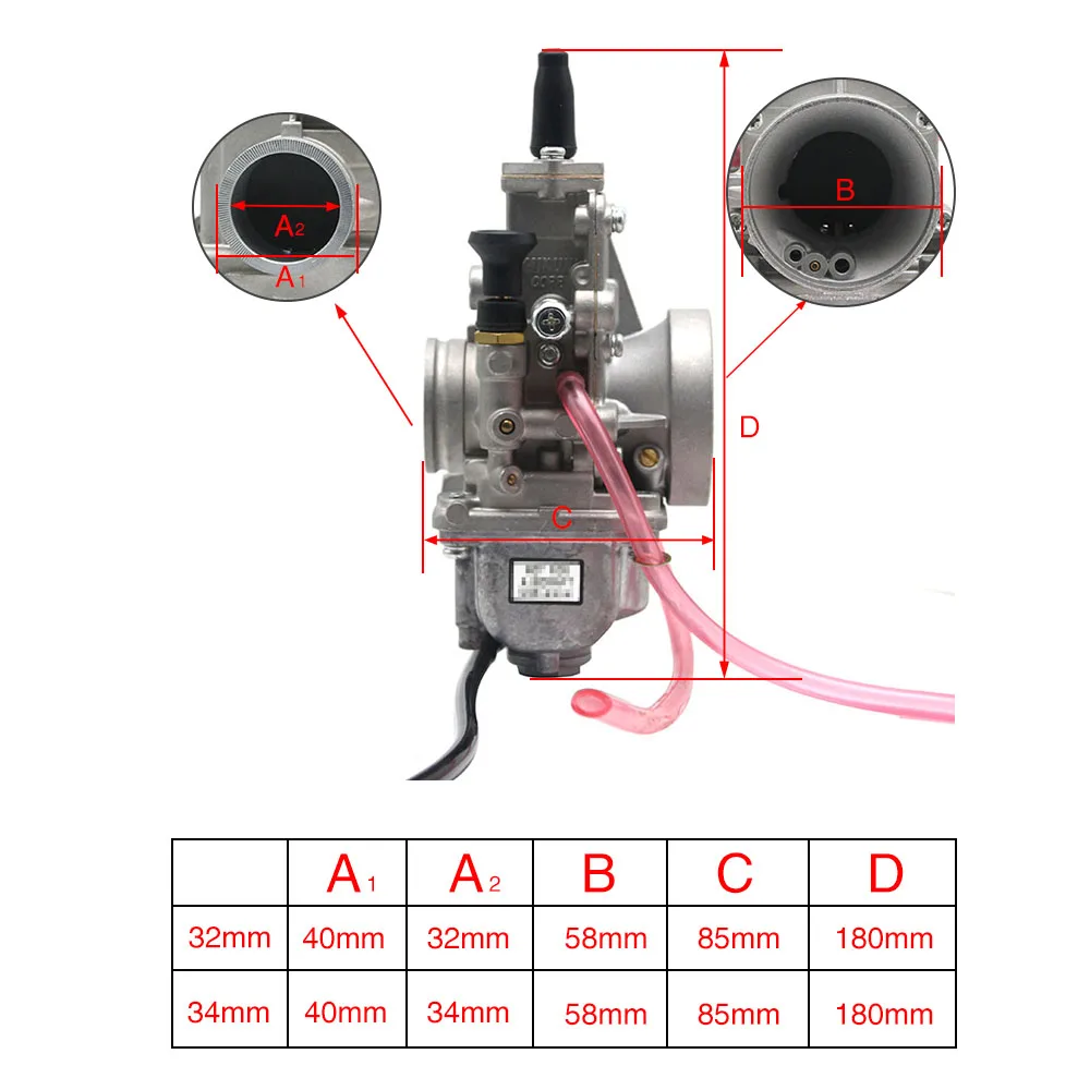 SCL MOTOS Motorcycle MIKUNI 24mm 28mm 30mm 32mm 34mm 38mm Flat Slide Smoothbore Carburador Carburetor For 200cc-250cc 4T Racing