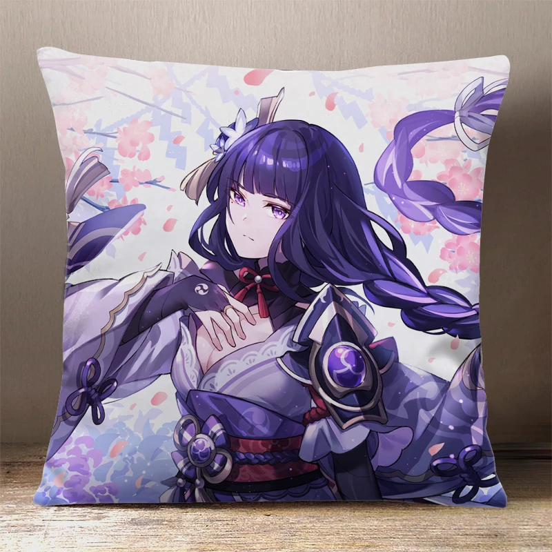 Game Genshin Impact Raiden Shogun Cosplay Cartoon Printing Square Throw Pillow Siesta Dakimakura Dakimakura Back Cushion